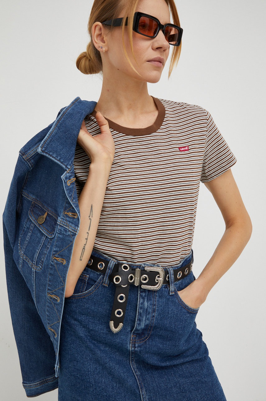 

Памучна тениска Levi's в кафяво, Кафяв