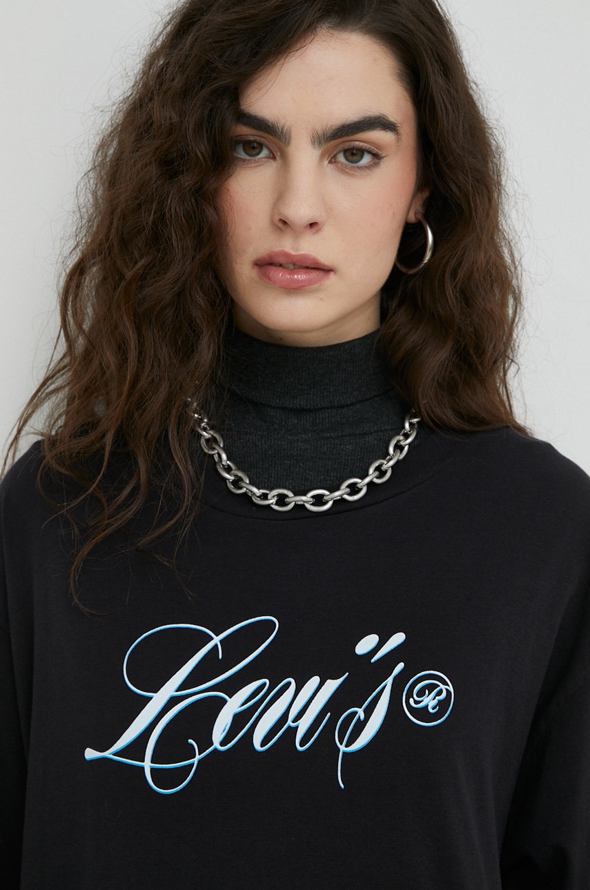 Levi's longsleeve din bumbac culoarea negru
