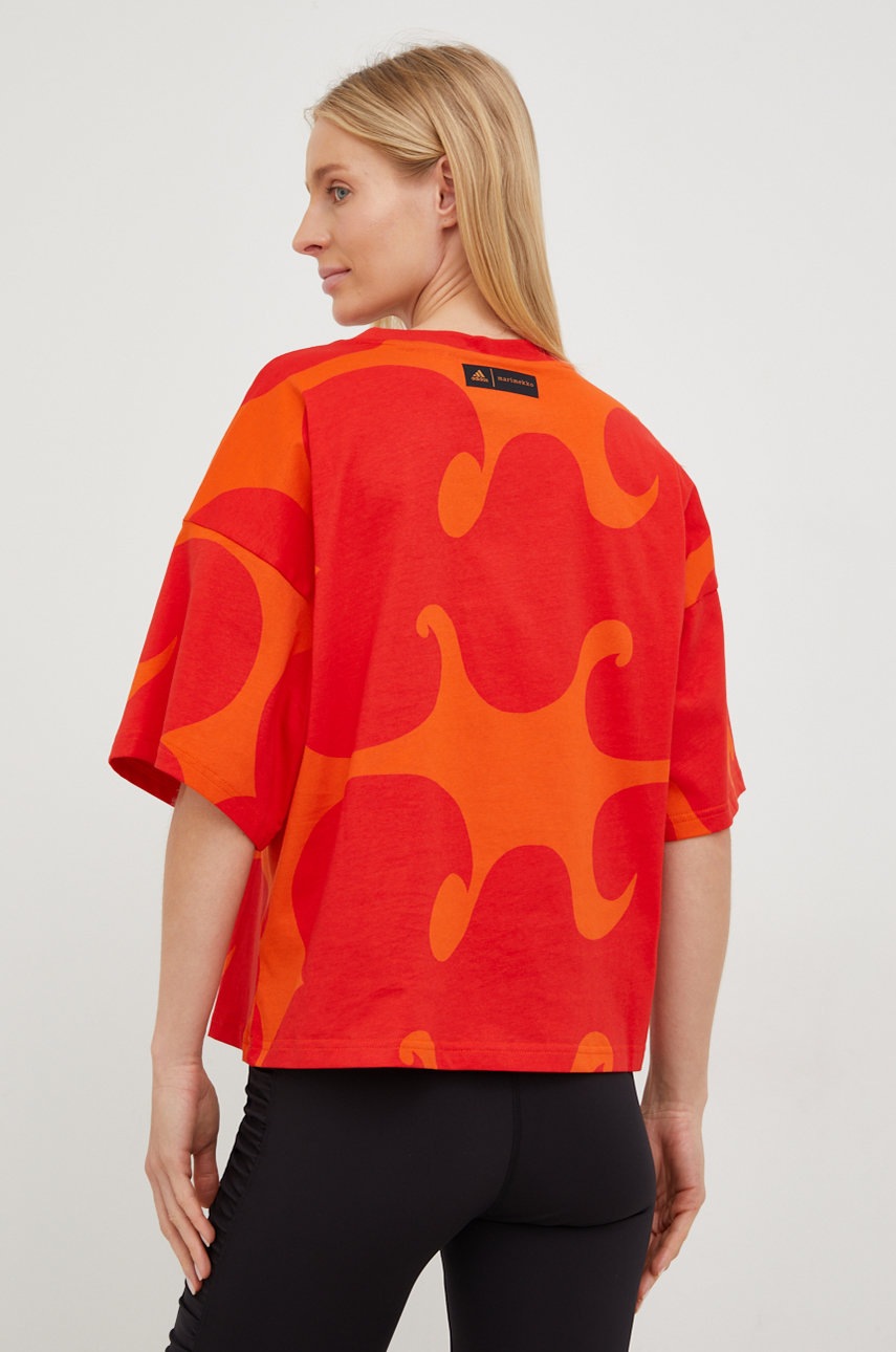 

Бавовняна футболка adidas Performance X Marimekko колір помаранчевий