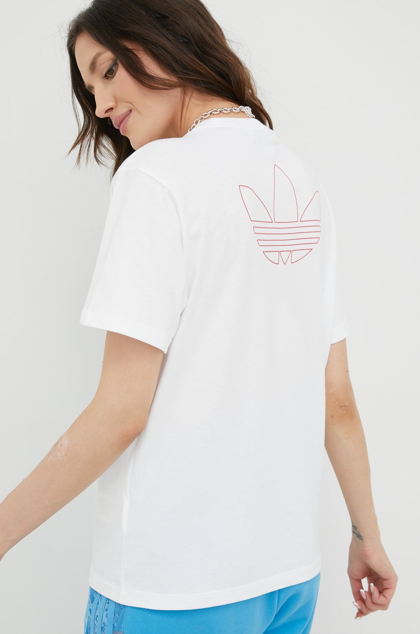 

Хлопковая футболка adidas Originals цвет белый