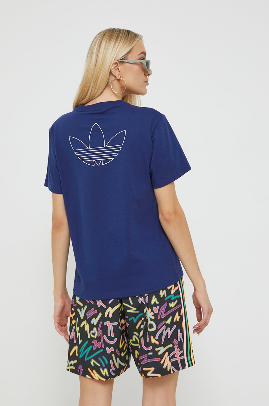 

Хлопковая футболка adidas Originals цвет синий