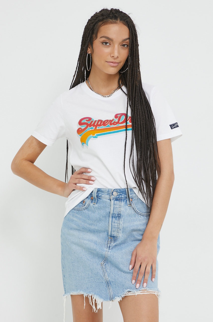 

Памучна тениска Superdry в бяло, Бял