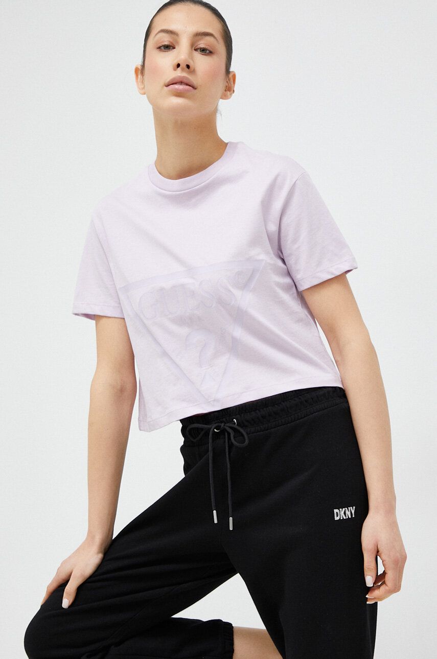 E-shop Bavlněné tričko Guess ADELE fialová barva, V2YI06 K8HM0