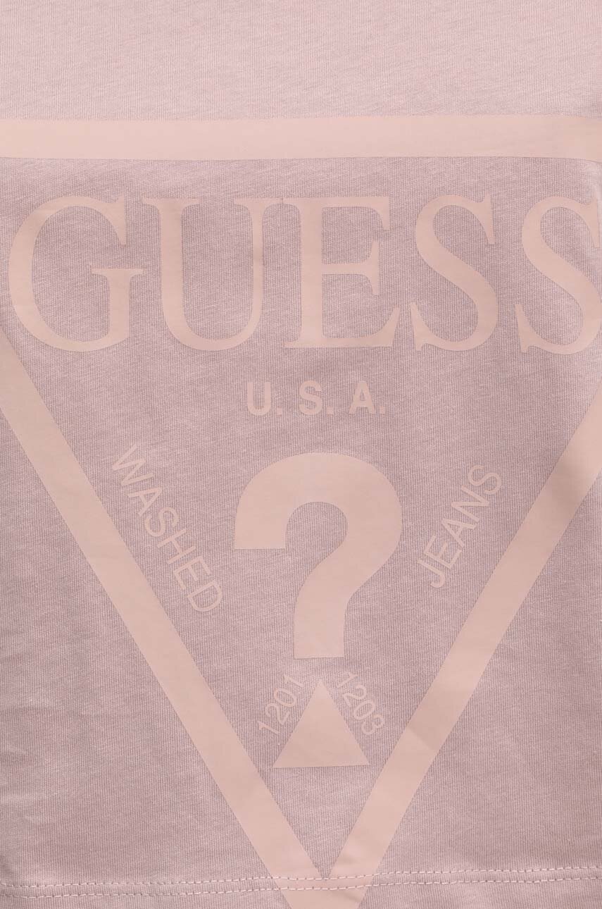 Βαμβακερό μπλουζάκι Guess ADELE γυναικείο, χρώμα: ροζ, V2YI06 K8HM0 φωτογραφία
