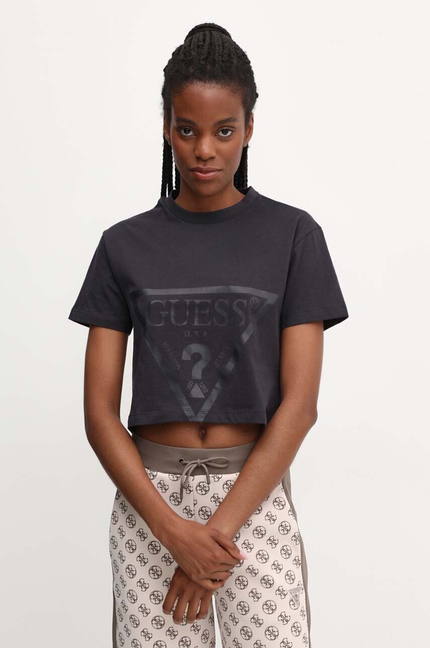 

Памучна тениска Guess ADELE в розово V2YI06 K8HM0, Черен