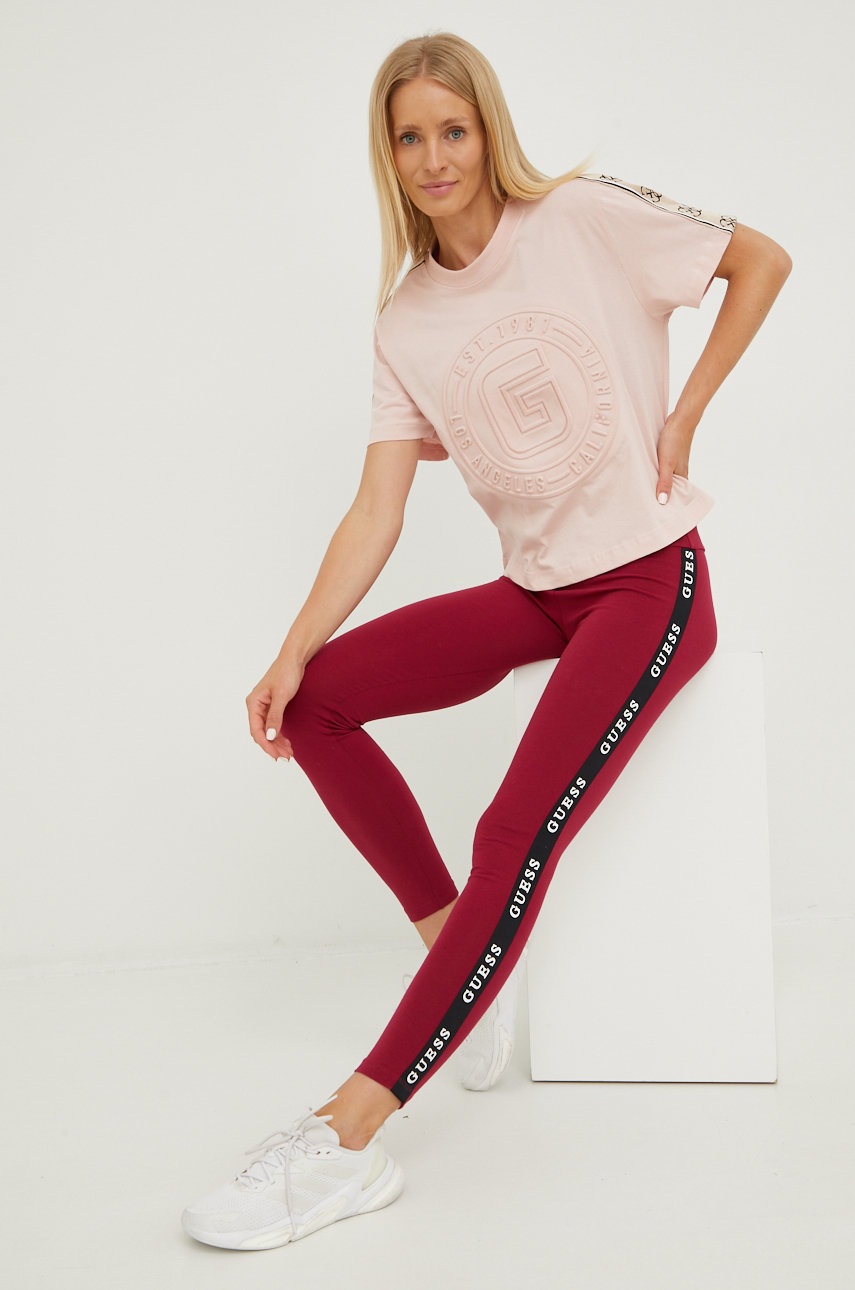 

Бавовняна футболка Guess колір рожевий