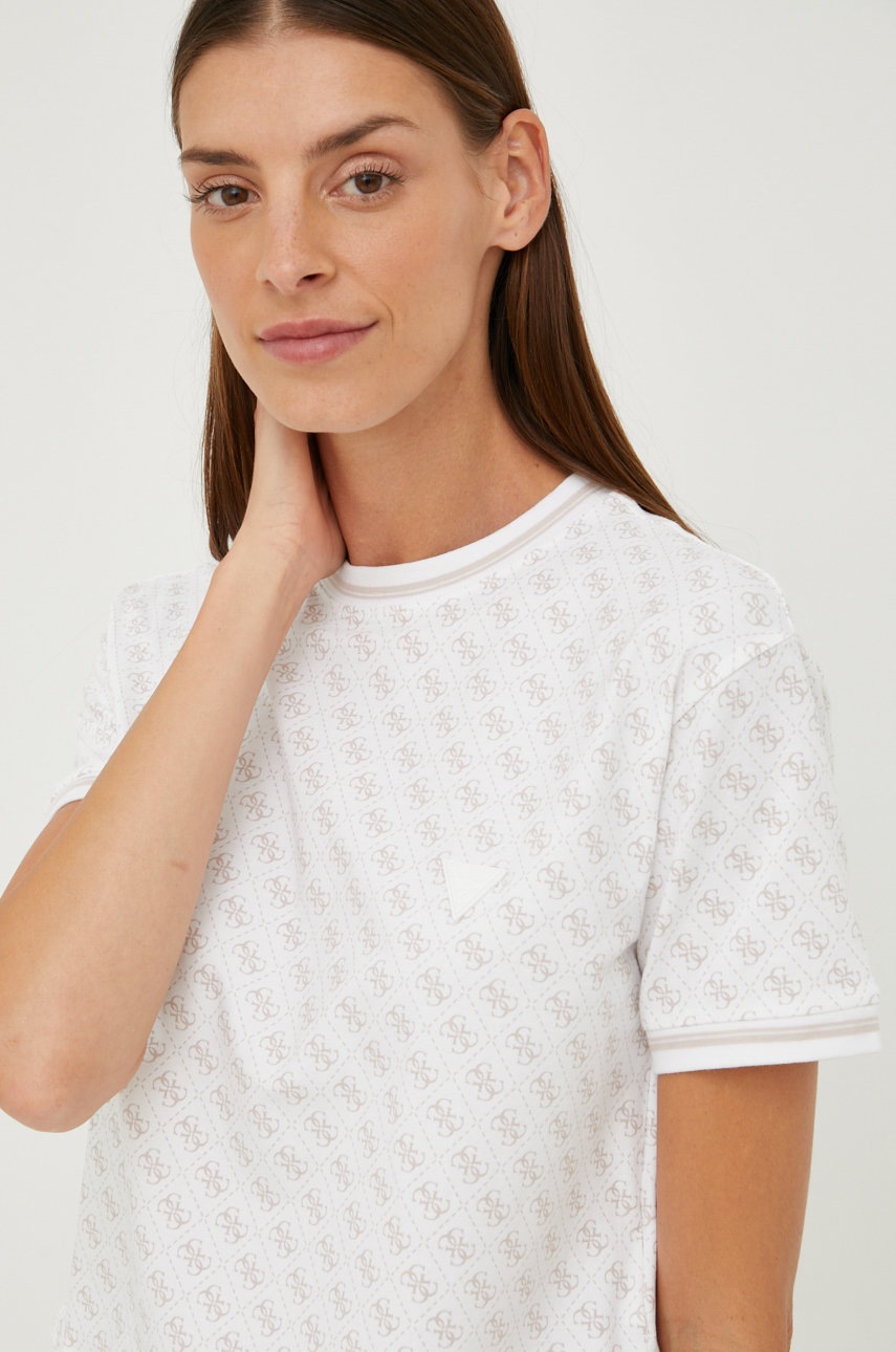 

Тениска Guess в бяло, Бял