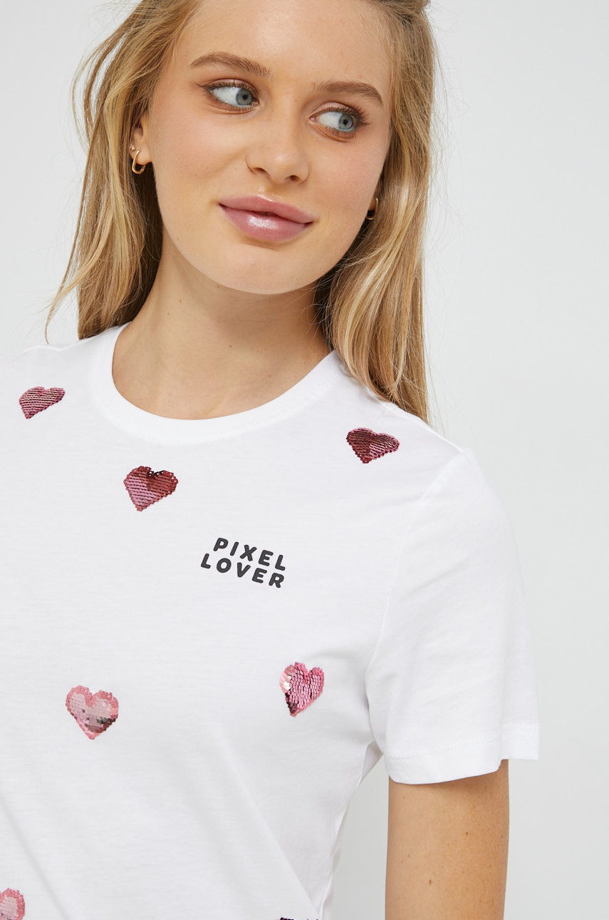 

Памучна тениска Only в бяло, Бял