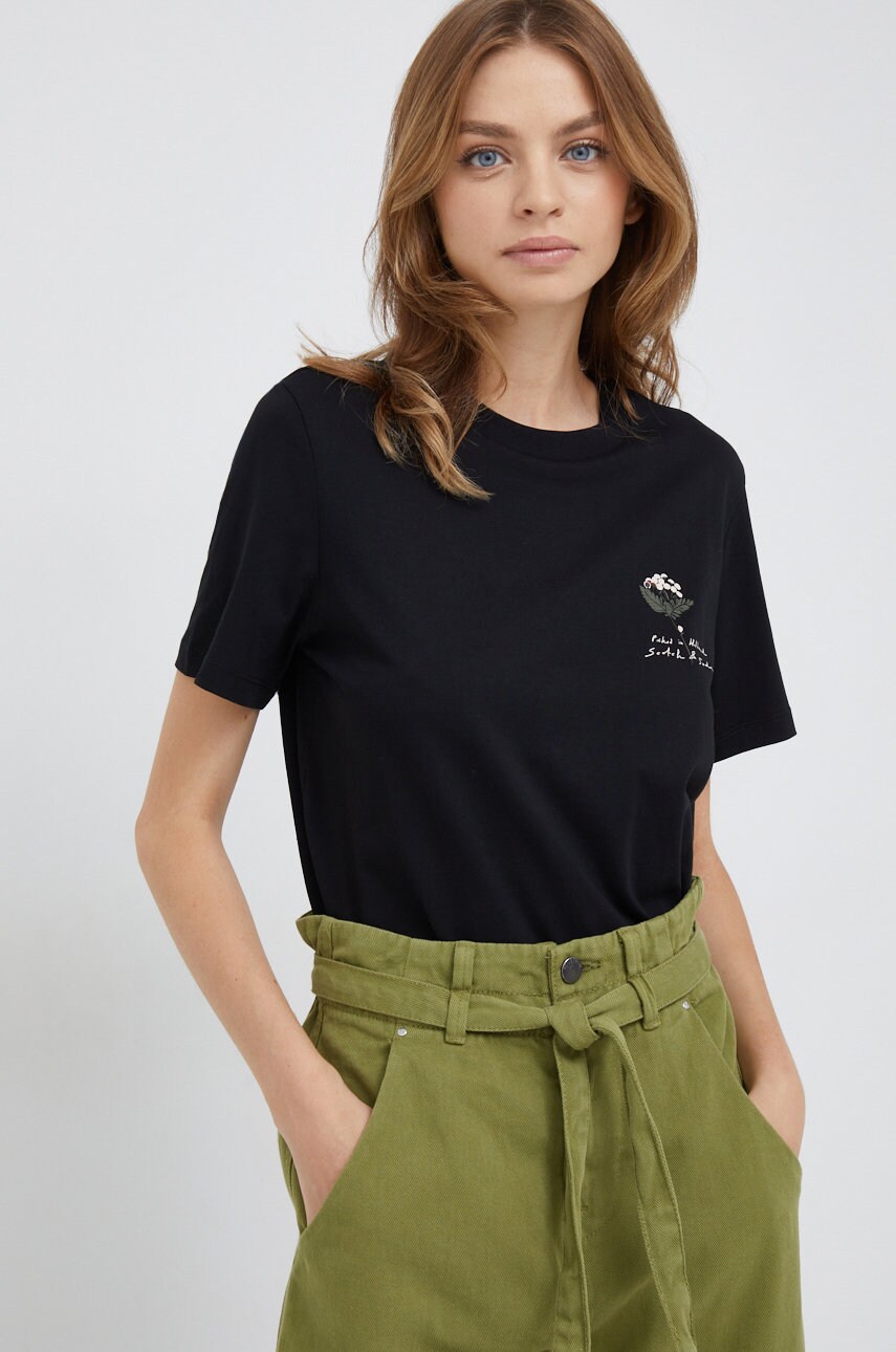 

Памучна тениска Scotch & Soda в черно, Черен