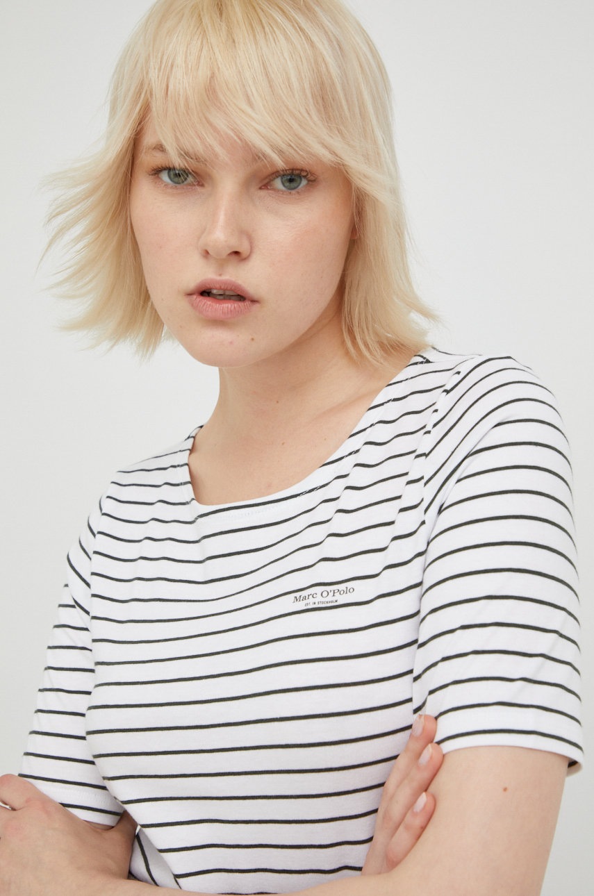 

Памучна тениска Marc O'Polo в бяло, Бял