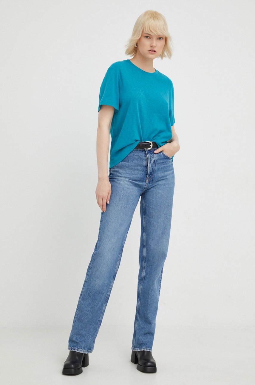 

Хлопковая футболка Marc O'Polo Denim цвет бирюзовый