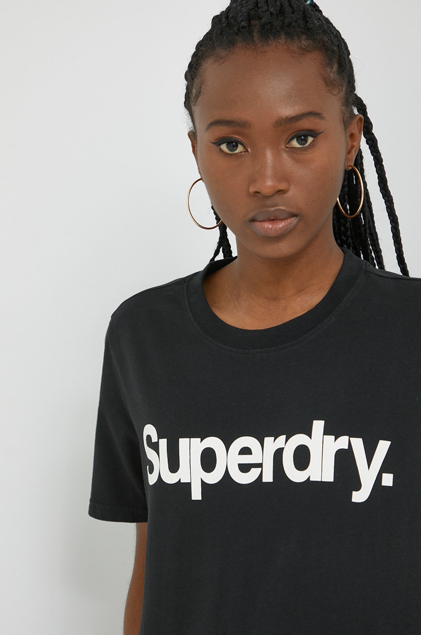 

Памучна тениска Superdry в черно, Черен