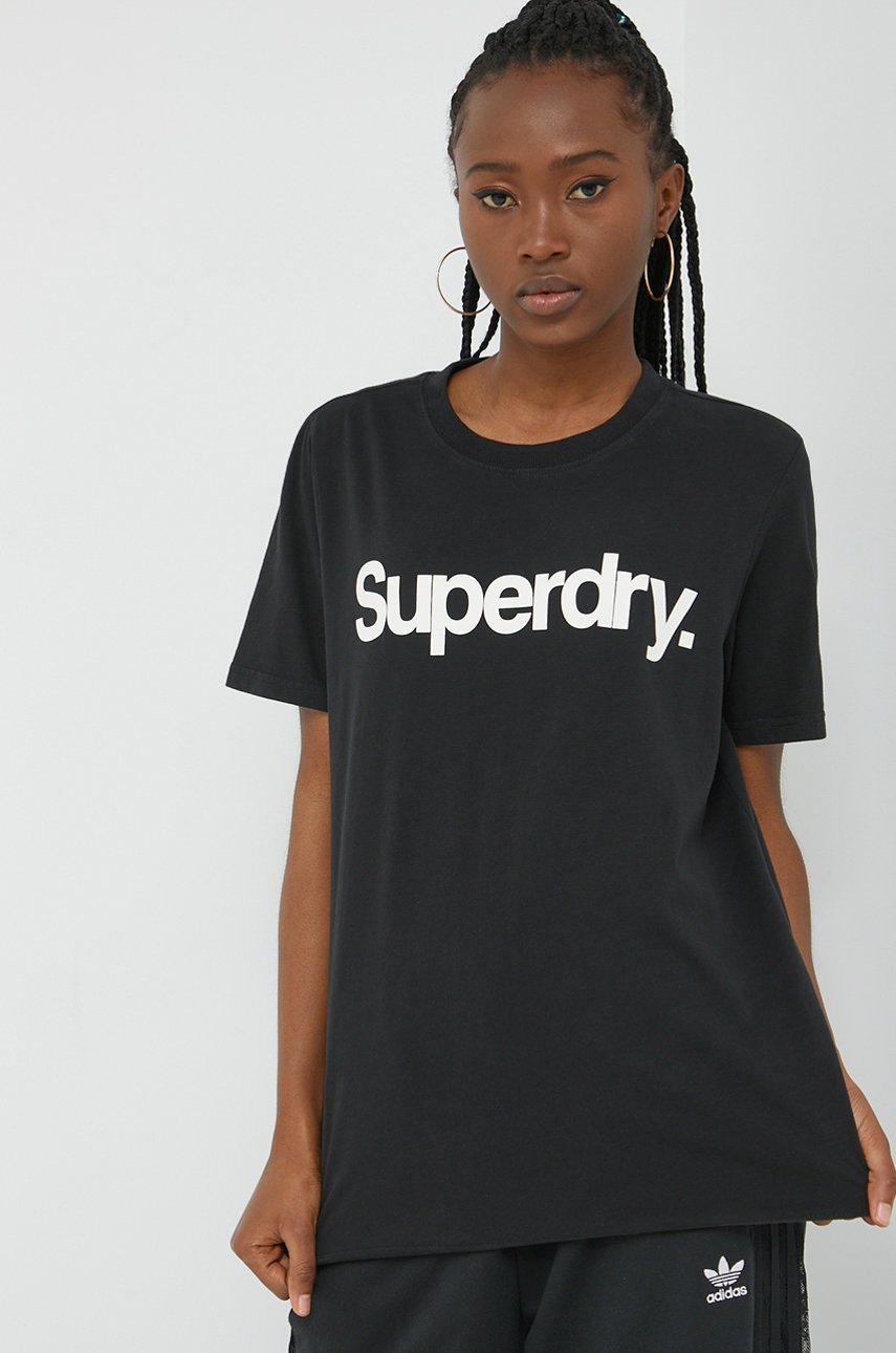 

Хлопковая футболка Superdry цвет чёрный