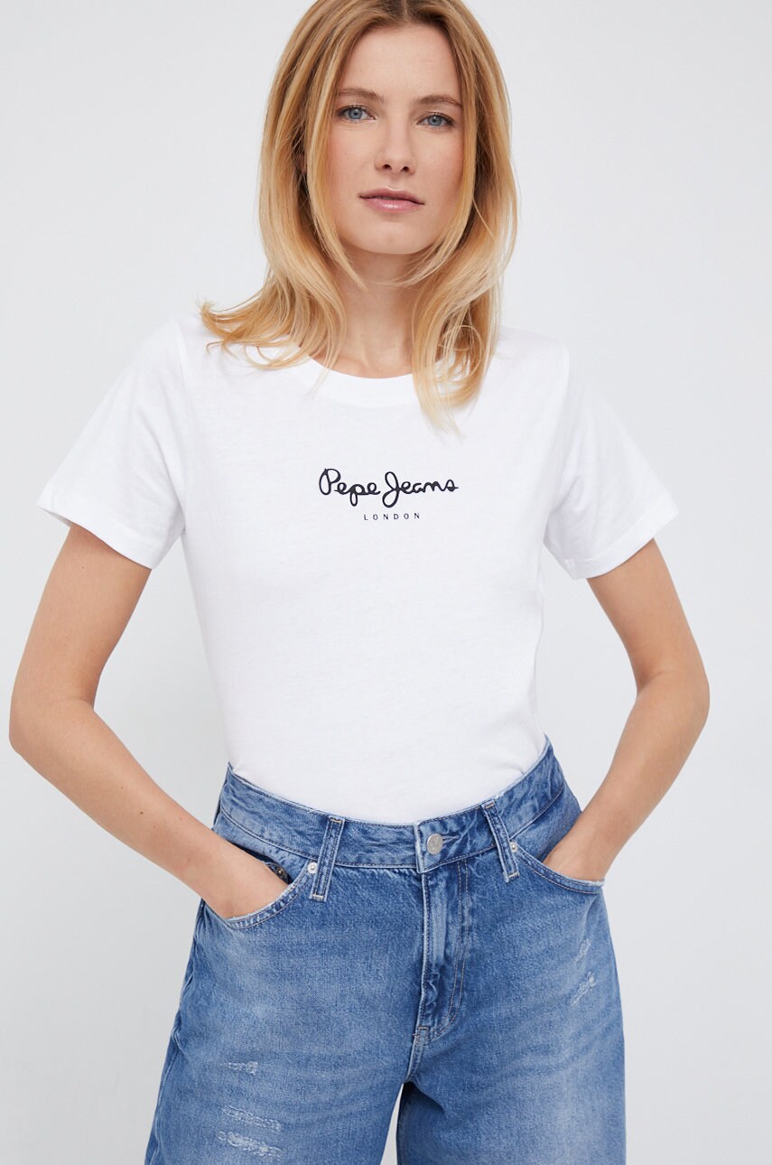 

Памучна тениска Pepe Jeans в бяло, Бял