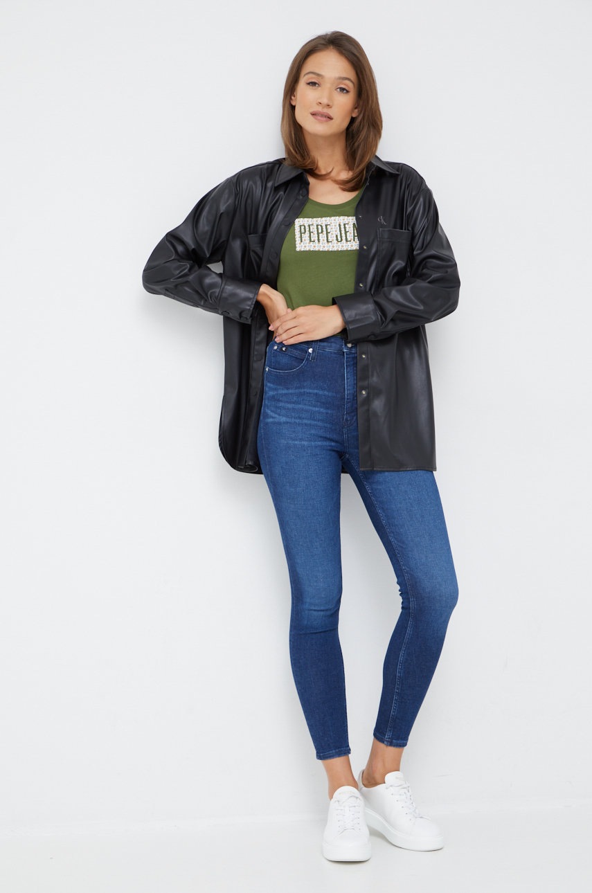 

Бавовняна футболка Pepe Jeans колір зелений