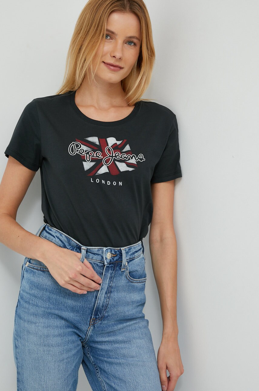 Pepe jeans tricou din bumbac culoarea gri