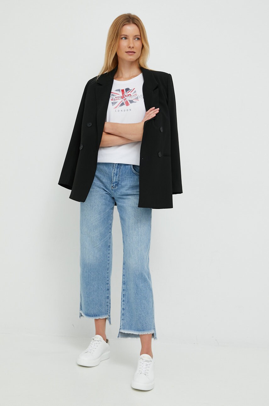 

Хлопковая футболка Pepe Jeans цвет белый