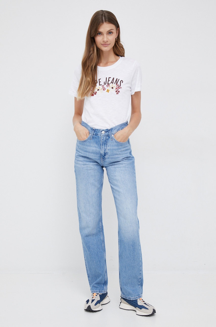 

Бавовняна футболка Pepe Jeans колір білий