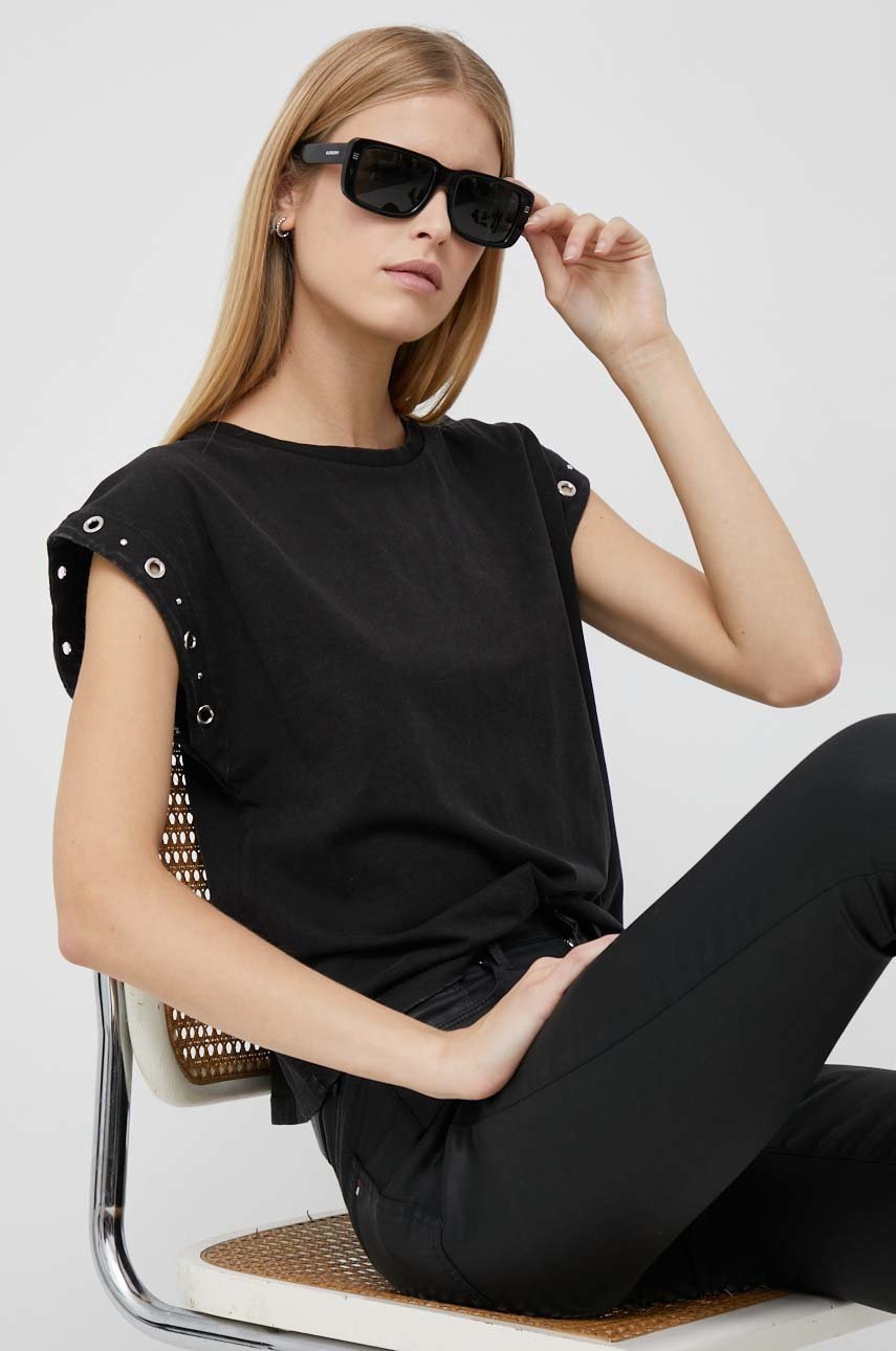 

Памучна тениска Pepe Jeans Candy в черно, Черен