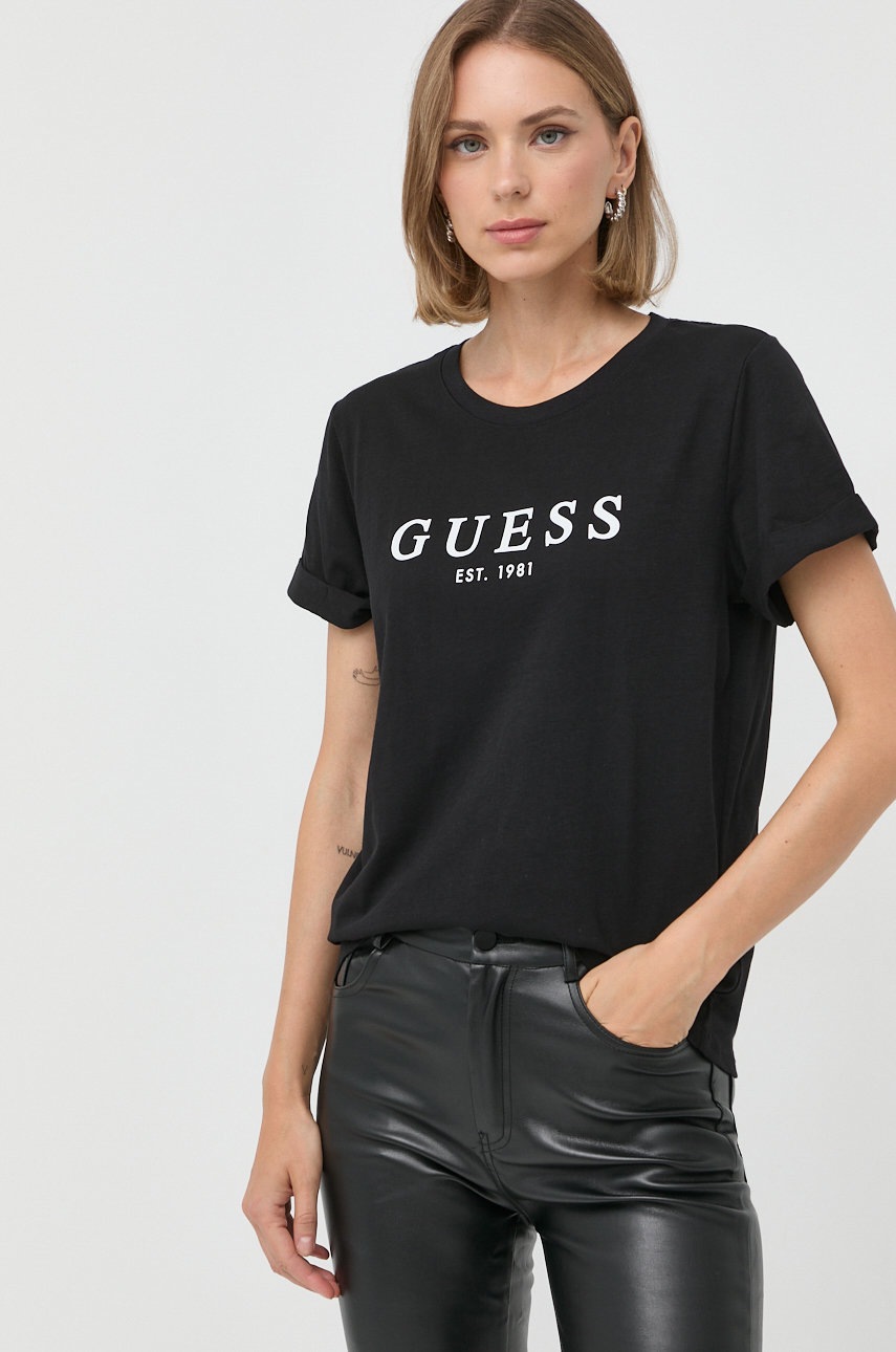 

Хлопковая футболка Guess цвет чёрный