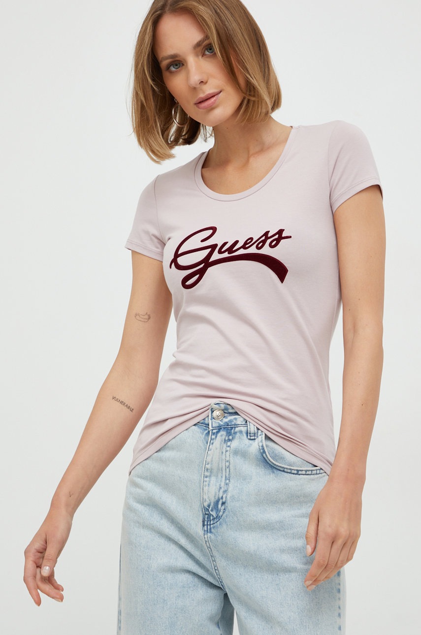 

Тениска Guess в лилаво, Виолетов