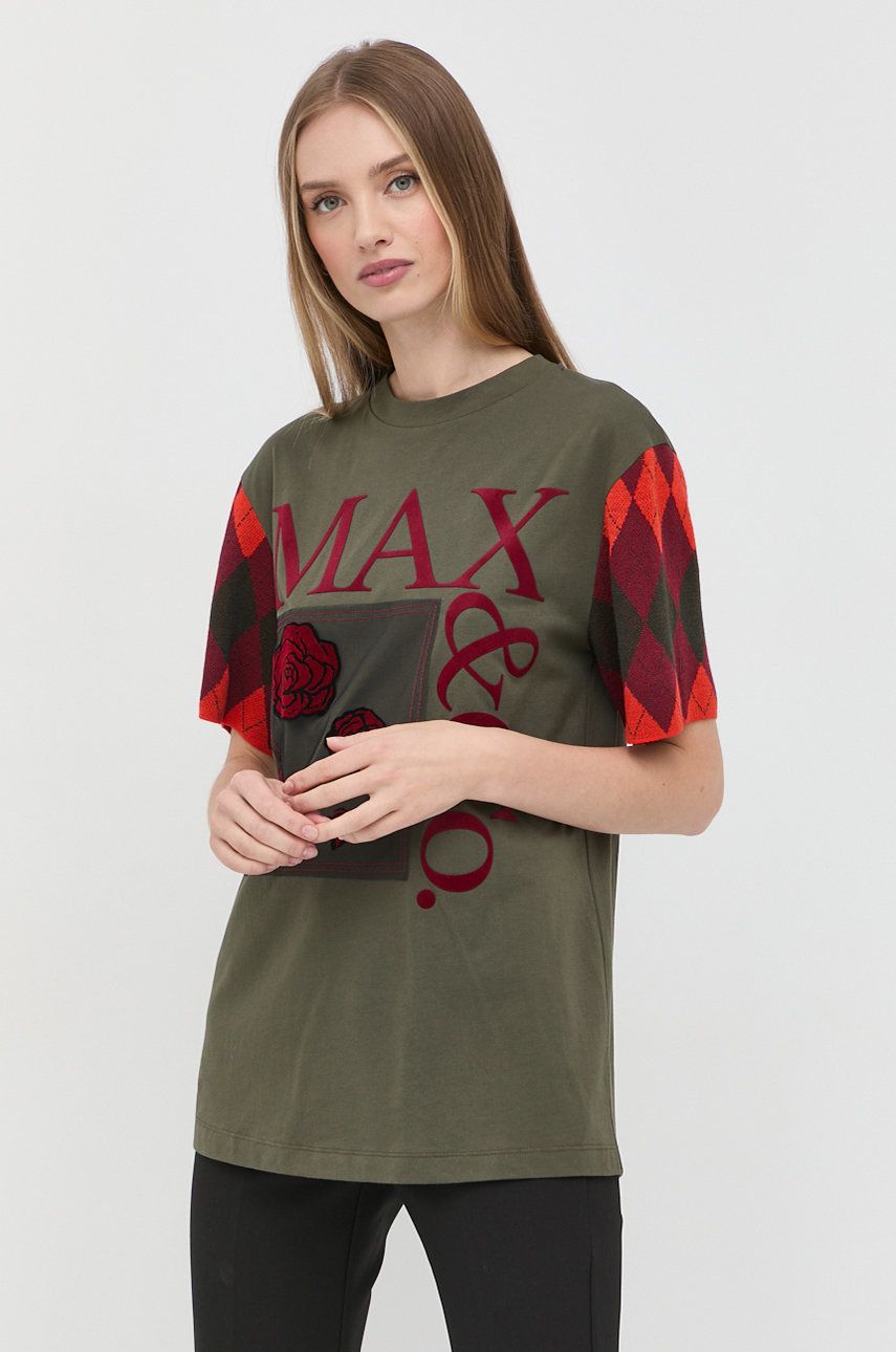MAX&Co. tricou din bumbac culoarea verde answear.ro