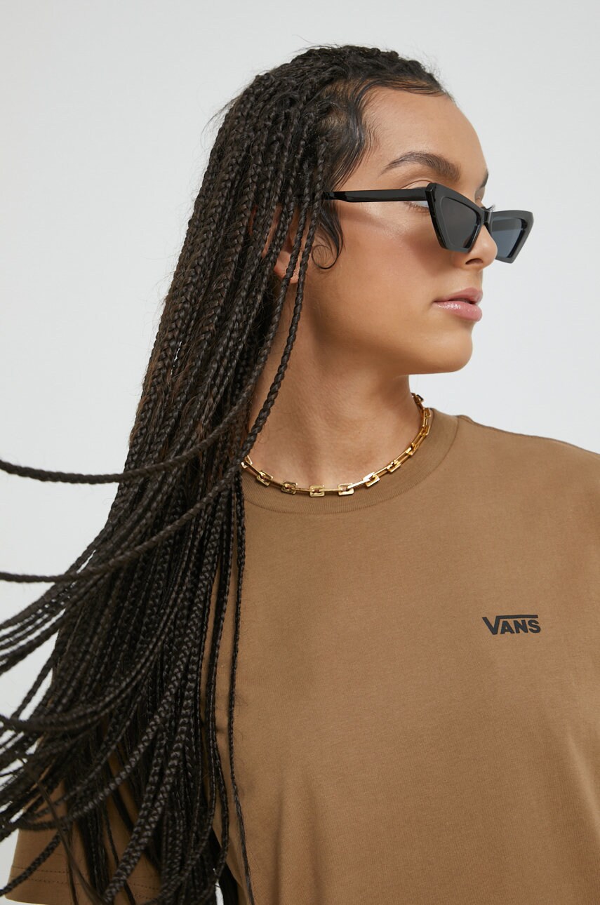 

Памучна тениска Vans в кафяво, Кафяв