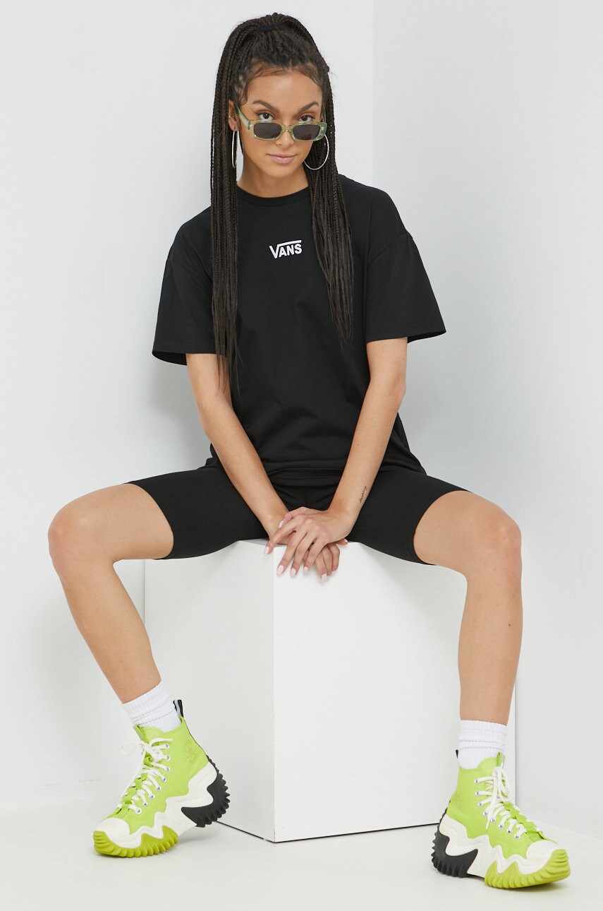

Памучна тениска Vans в черно, Черен