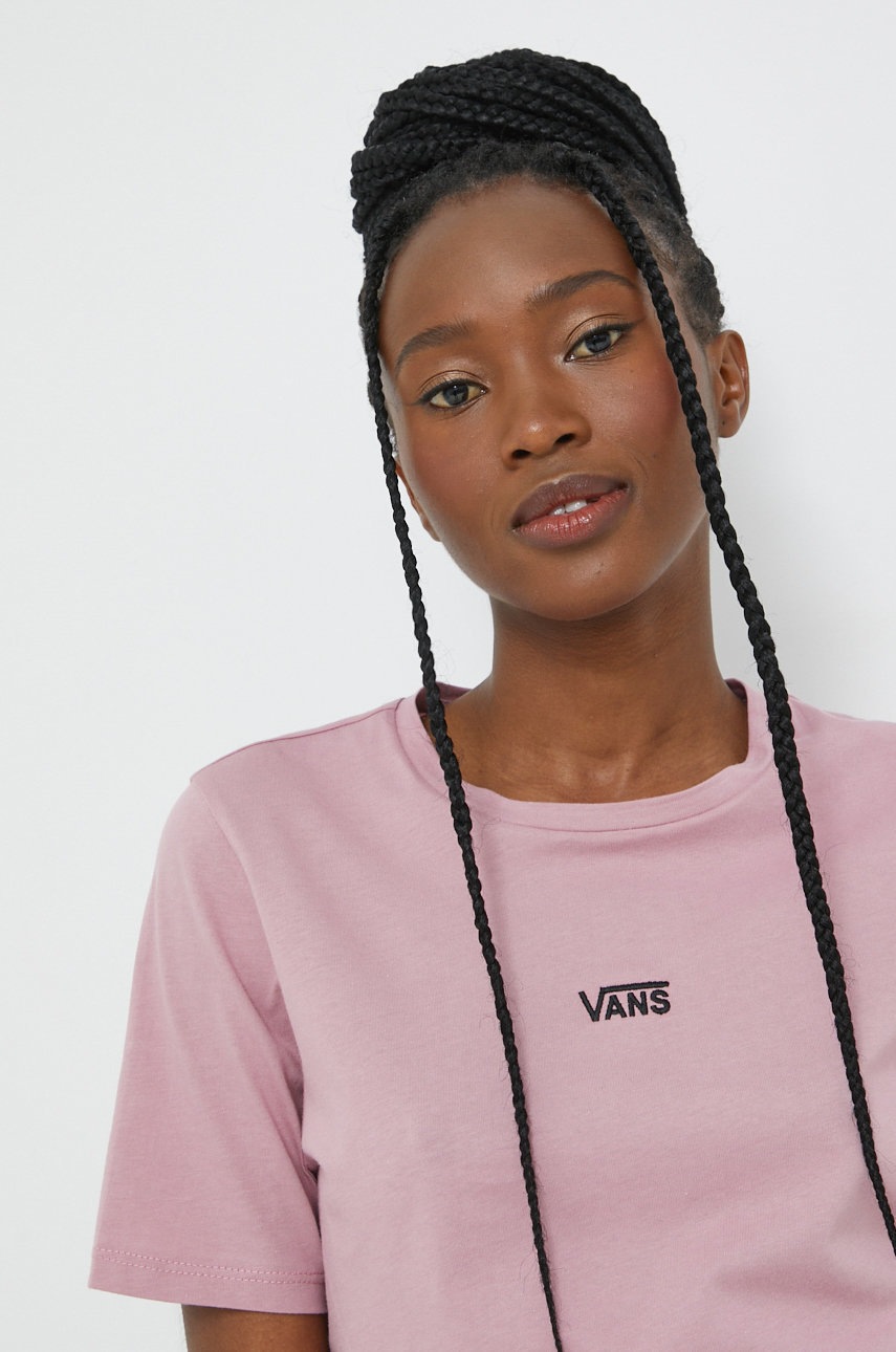 

Памучна тениска Vans в розово, Розов