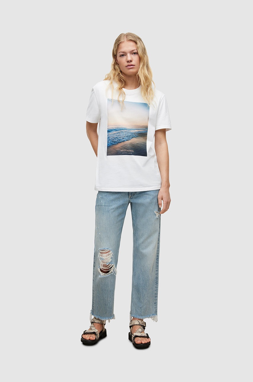 

Хлопковая футболка AllSaints цвет белый