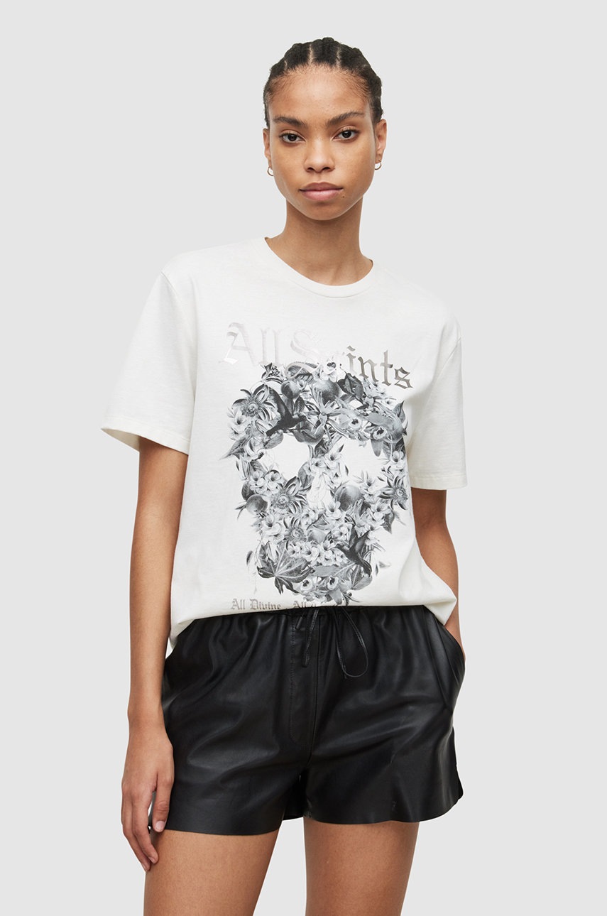 

Тениска AllSaints в бяло, Бял