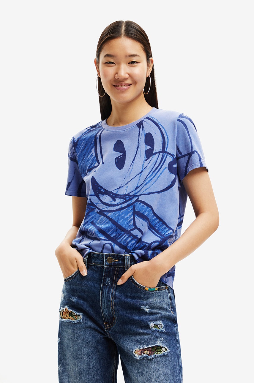 

Памучна тениска Desigual, Син