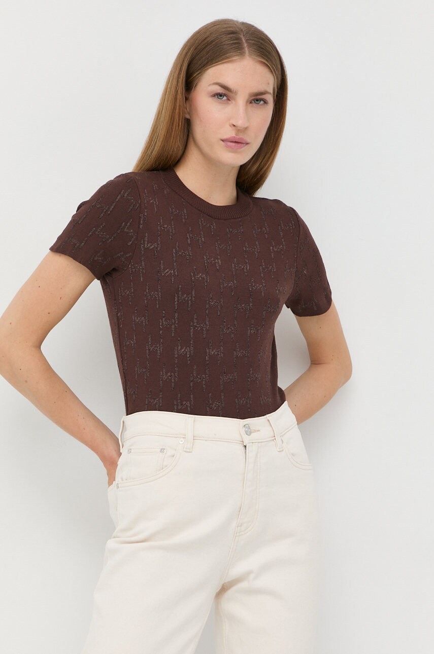 Marella pulover femei, culoarea maro