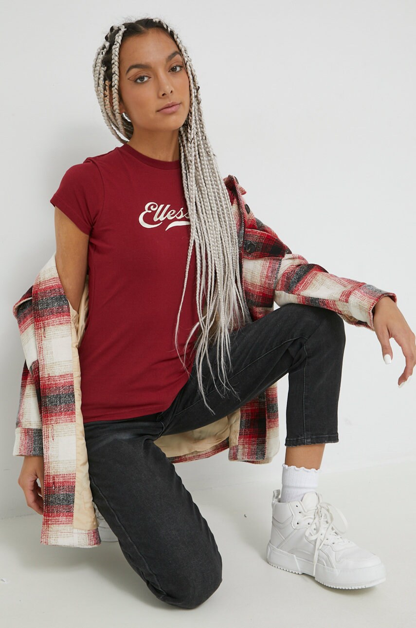 Ellesse tricou femei, culoarea bordo