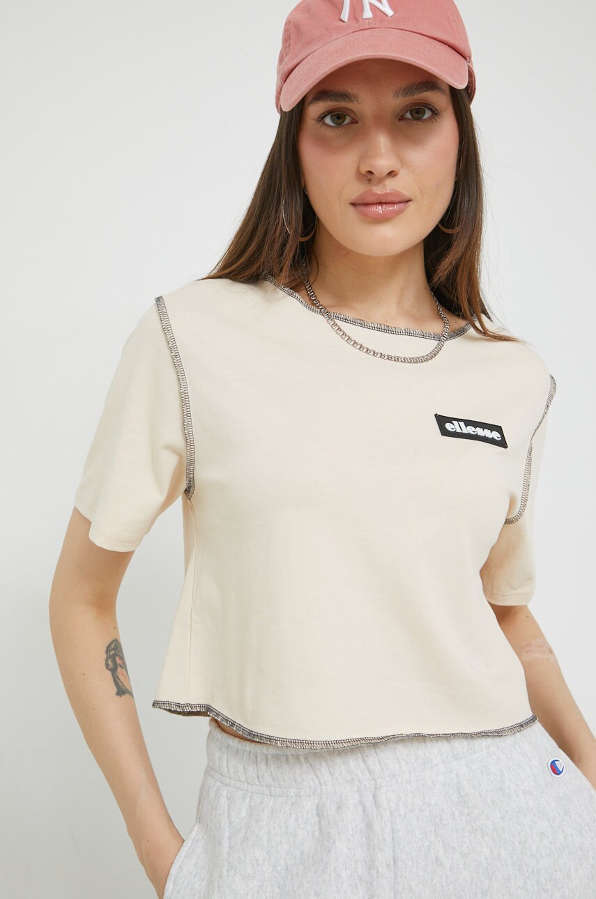 Ellesse tricou din bumbac culoarea bej
