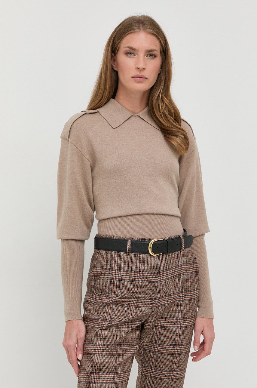 Victoria Beckham pulover femei, culoarea bej, light answear imagine noua