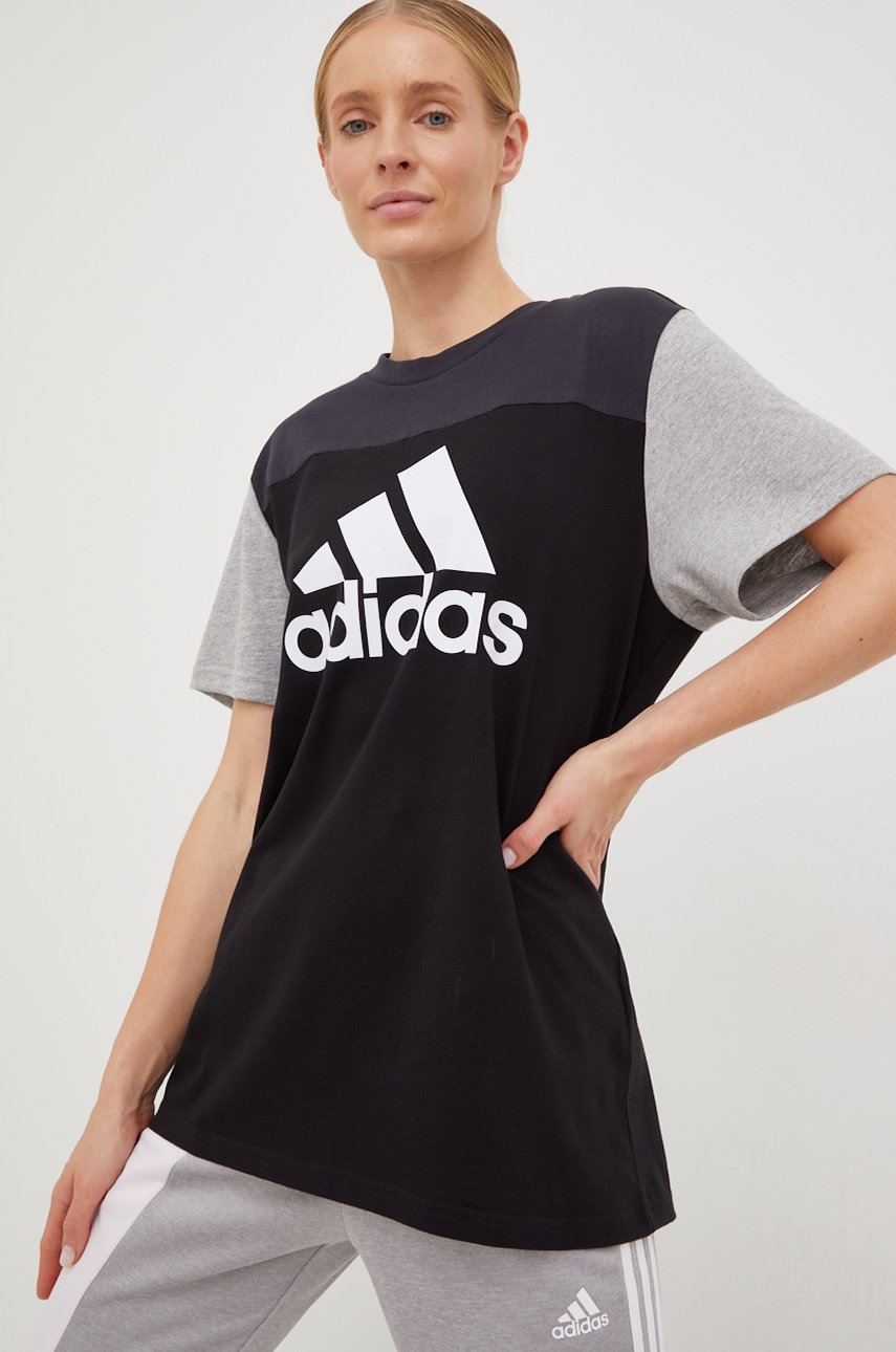 

Хлопковая футболка adidas цвет чёрный