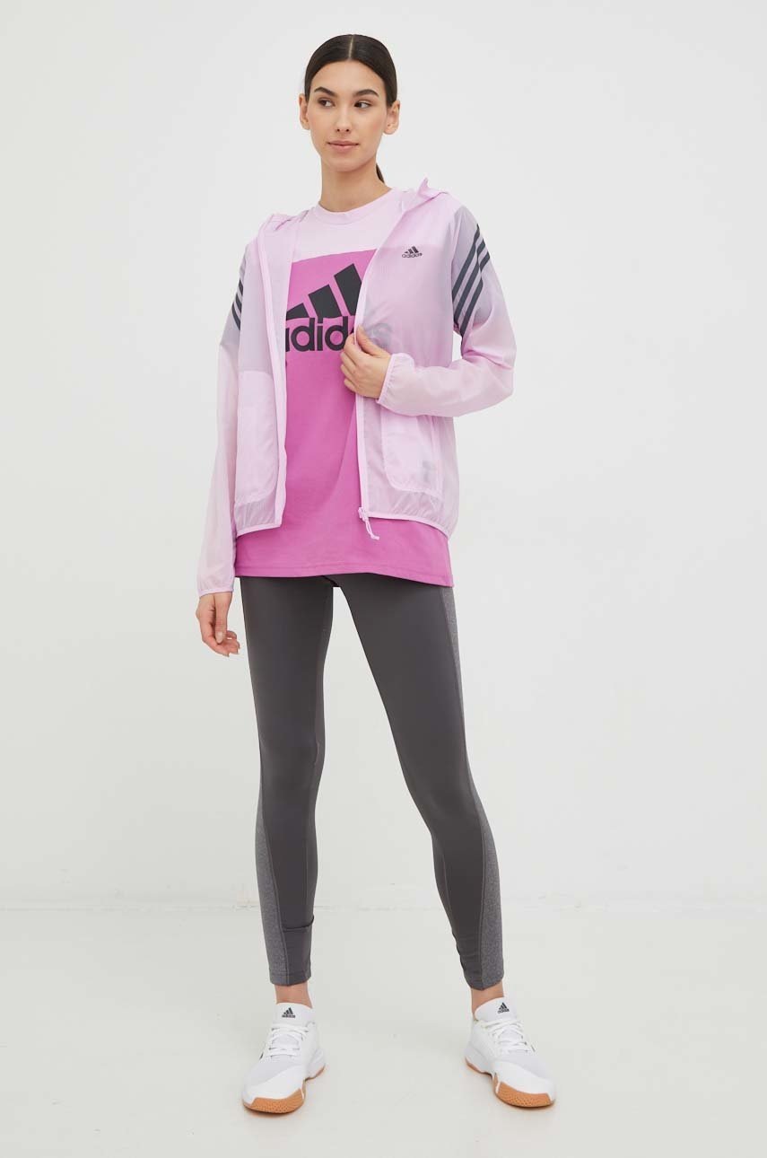 

Бавовняна футболка adidas колір рожевий
