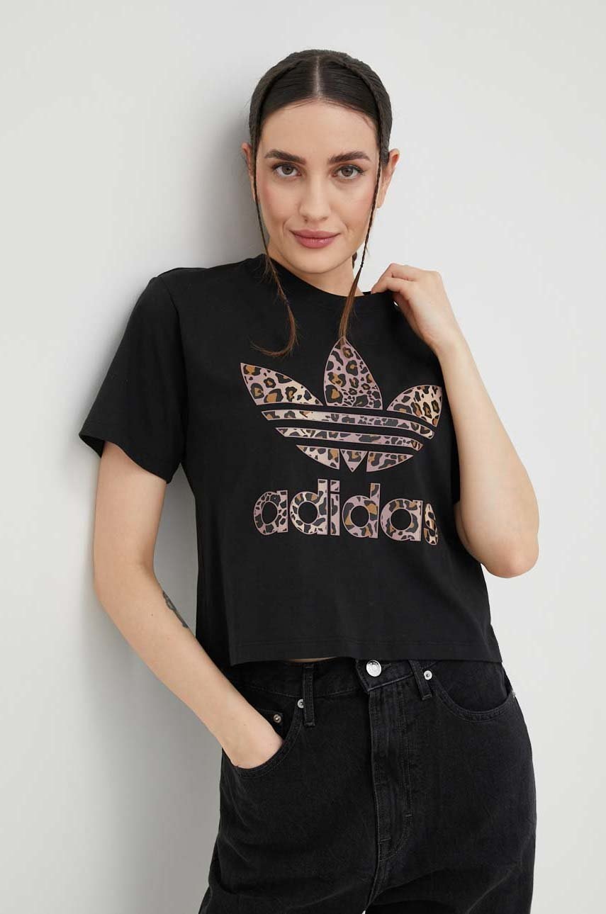 

Памучна тениска adidas Originals в черно, Черен