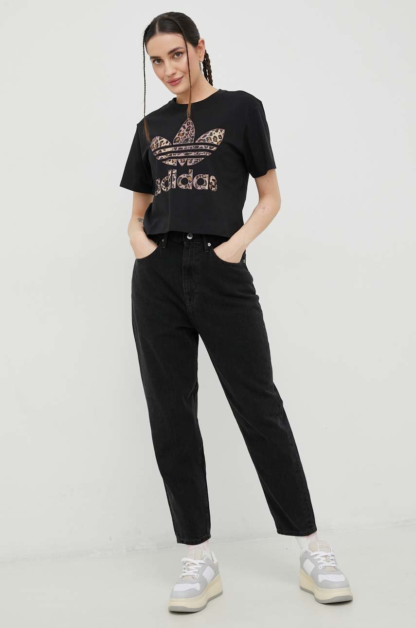 

Хлопковая футболка adidas Originals цвет чёрный