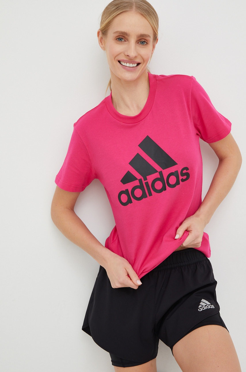 

Памучна тениска adidas в розово, Розов