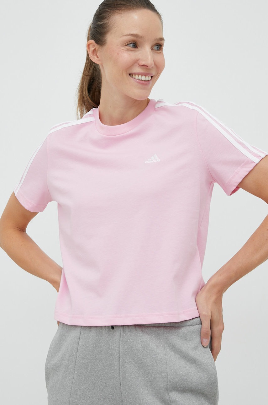 

Памучна тениска adidas в розово, Розов