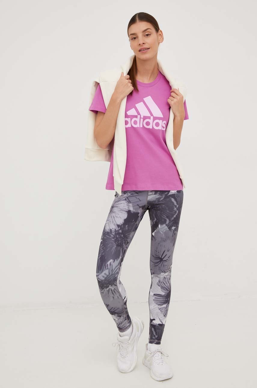 

Бавовняна футболка adidas жіночий колір рожевий