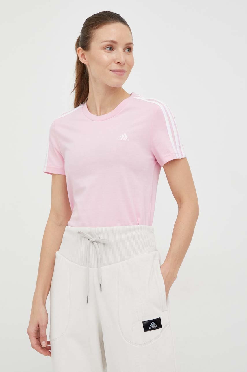 

Памучна тениска adidas в розово, Розов