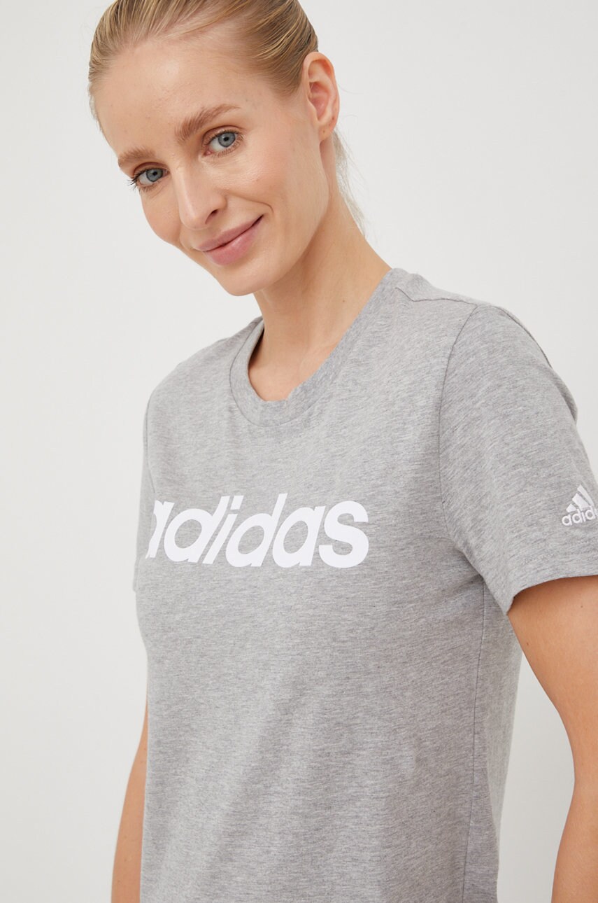 Adidas tricou din bumbac culoarea gri