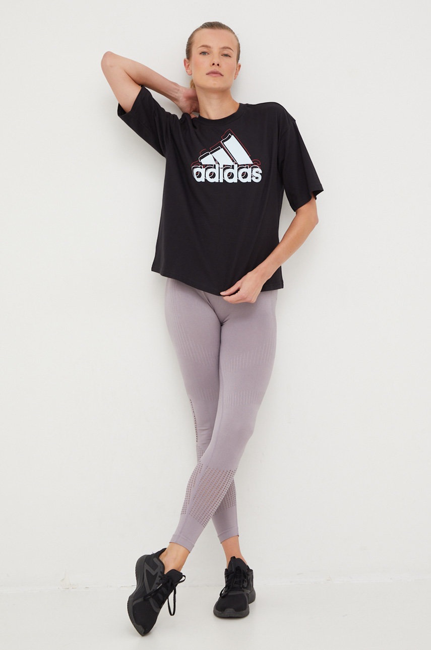 

Хлопковая футболка adidas цвет чёрный