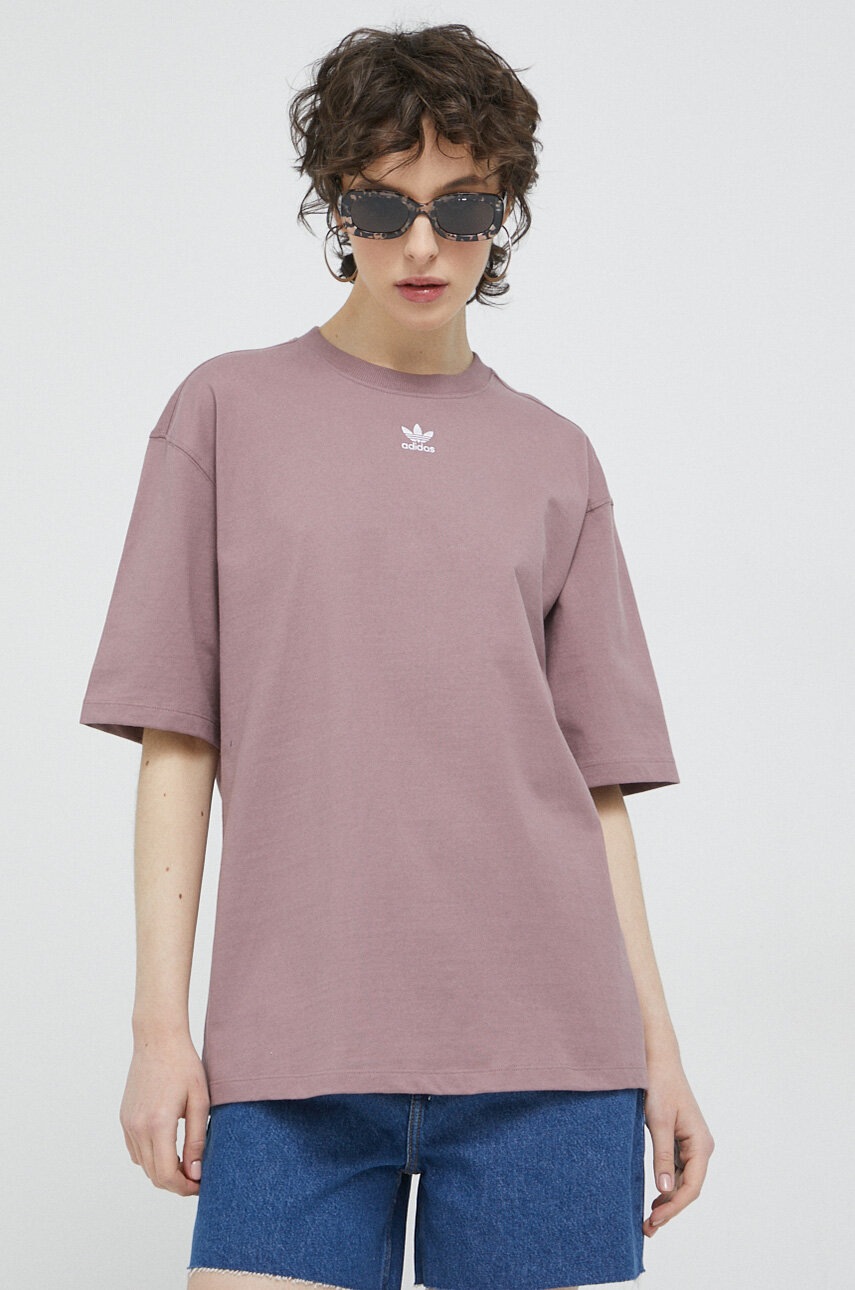 

Памучна тениска adidas Originals в кафяво, Кафяв
