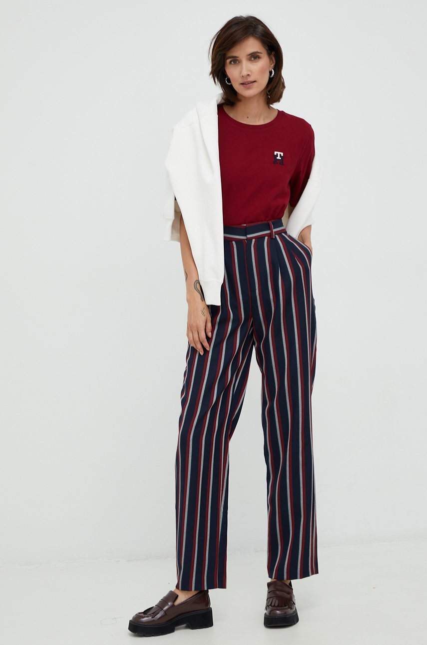 

Бавовняна футболка Tommy Hilfiger колір бордовий