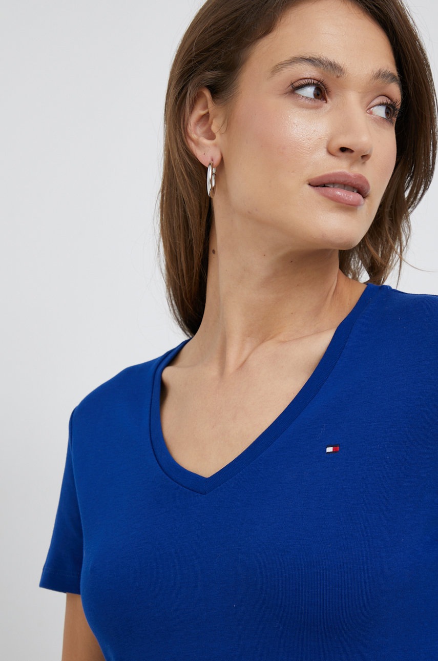 

Памучна тениска Tommy Hilfiger в тъмносиньо, Тъмносин