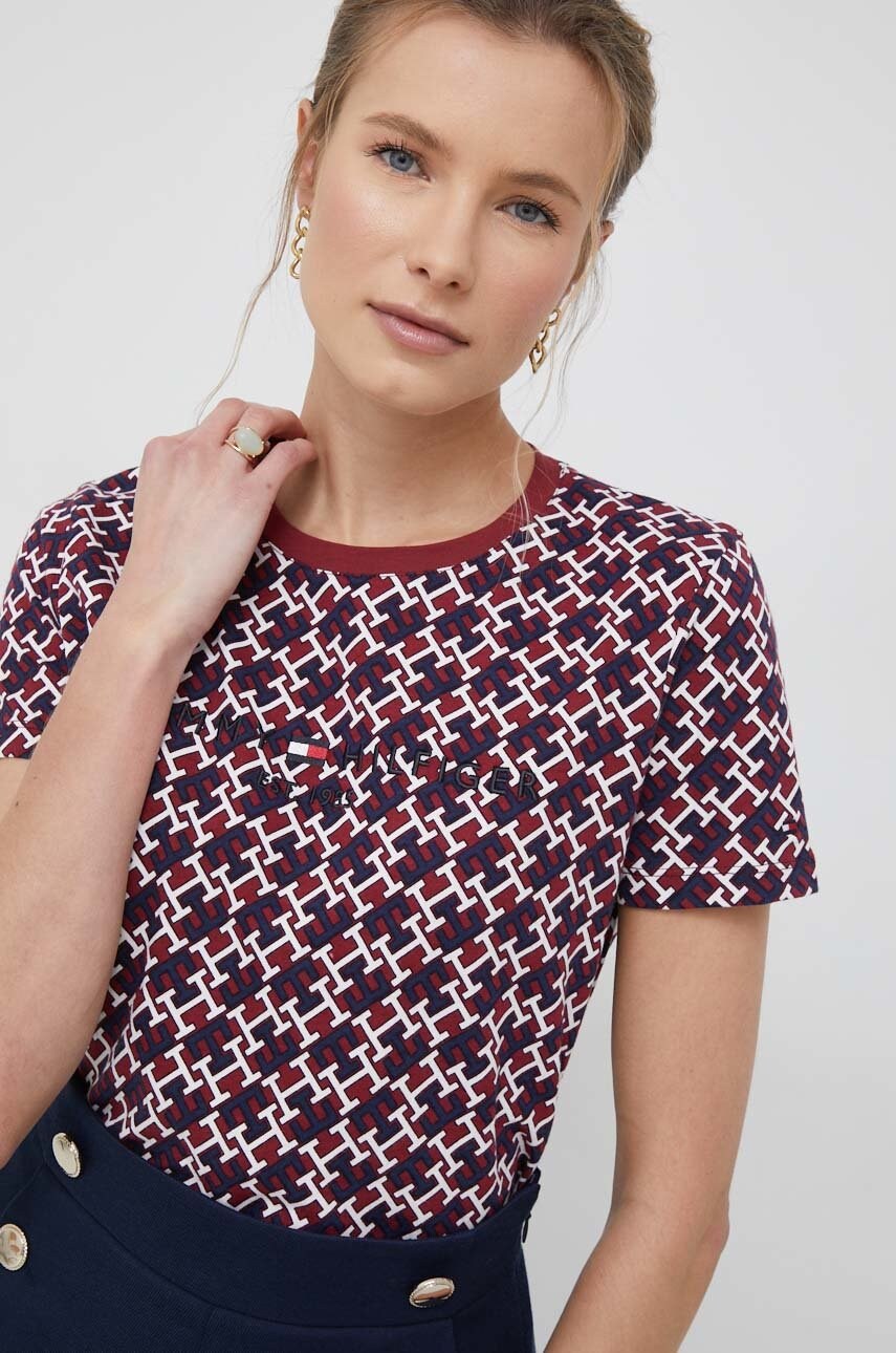 

Памучна тениска Tommy Hilfiger в бордо